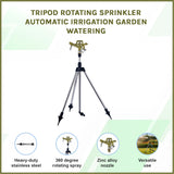 Tripod Rotating Sprinkler Automatic Irrigation Garden Watering - Close-Up Angle