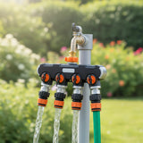 4 Way Hose Splitter Tap Garden Water Irrigation Distributor Valve - Front View