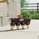 4 Way Hose Splitter Tap Garden Water Irrigation Distributor Valve - Side View