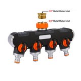4 Way Hose Splitter Tap Garden Water Irrigation Distributor Valve - Low Angle