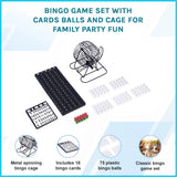 Bingo Game Set with Cards Balls and Cage for Family Party Fun