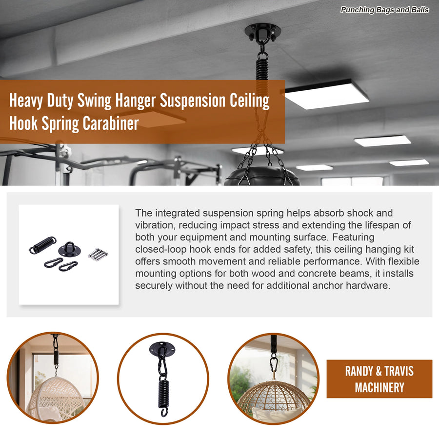 Heavy Duty Swing Hanger Suspension Ceiling Hook Spring Carabiner