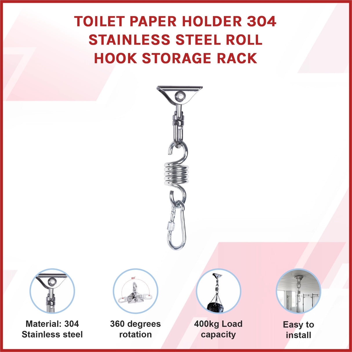 304 Stainless Steel Swing Hanger Heavy Duty 360 Degree Swivel Hook Mount