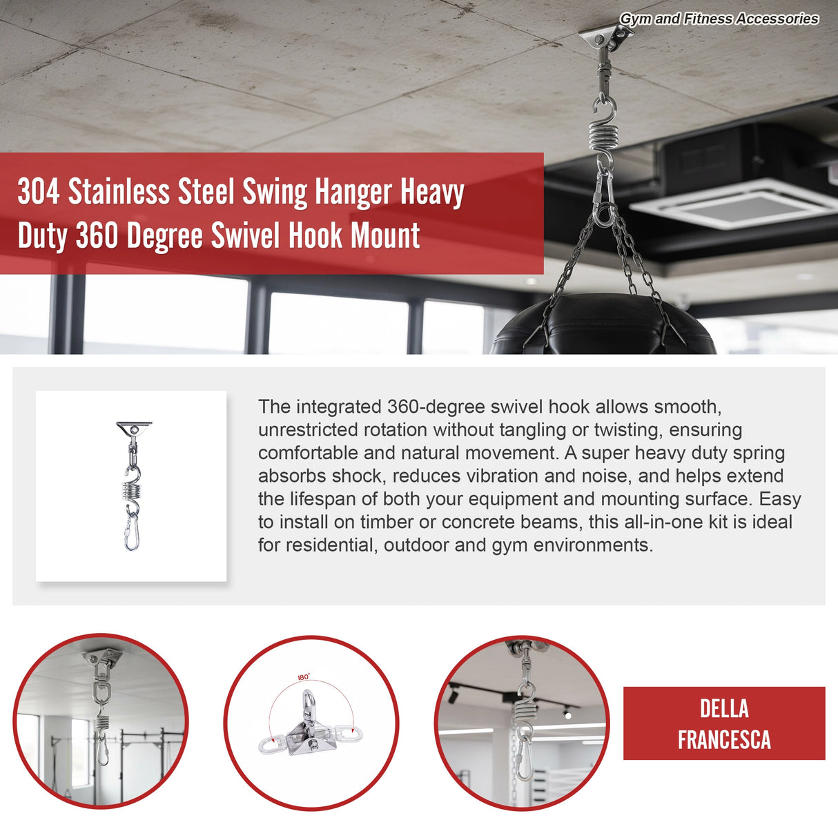 304 Stainless Steel Swing Hanger Heavy Duty 360 Degree Swivel Hook Mount