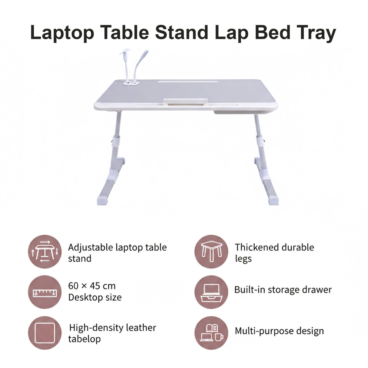 Adjustable Laptop Table Stand Lap Bed Tray for Home Office Use
