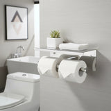 Double Toilet Paper Holder with Shelf Wall Mounted Bathroom Storage