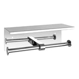 Double Toilet Paper Holder with Shelf Wall Mounted Bathroom Storage - Low Angle
