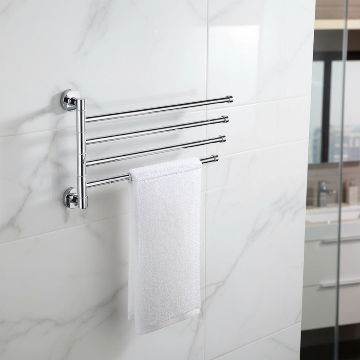 Swivel Towel Rail Chrome Stainless Steel Wall Mounted Bath Rack