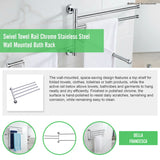 Swivel Towel Rail Chrome Stainless Steel Wall Mounted Bath Rack - Extra Image