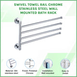 Swivel Towel Rail Chrome Stainless Steel Wall Mounted Bath Rack - Side View