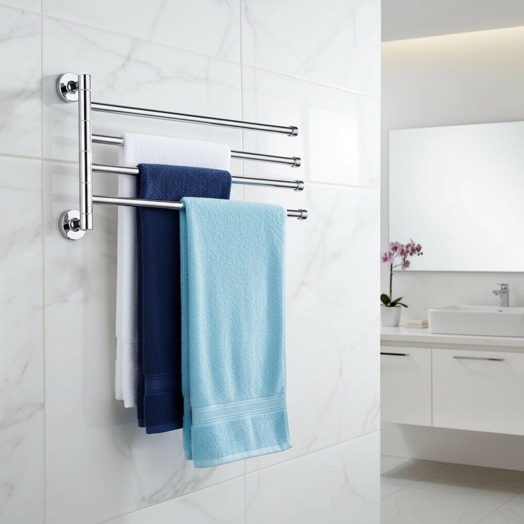Swivel Towel Rail Chrome Stainless Steel Wall Mounted Bath Rack