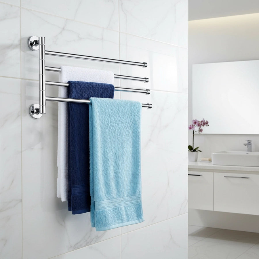 Swivel Towel Rail Chrome Stainless Steel Wall Mounted Bath Rack
