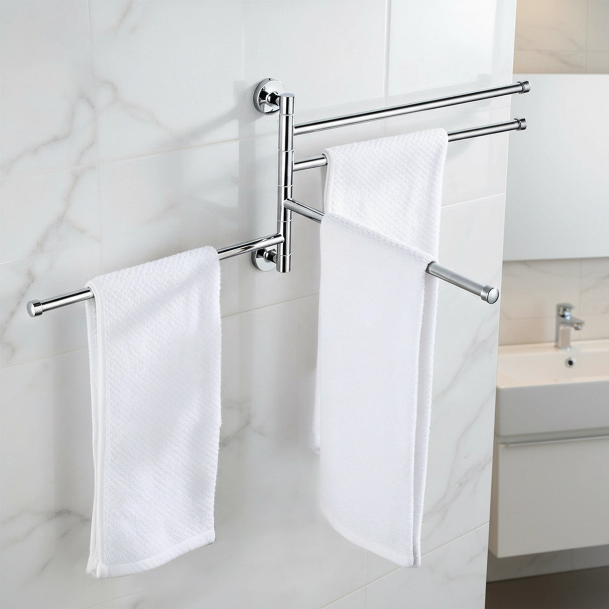 Swivel Towel Rail Chrome Stainless Steel Wall Mounted Bath Rack