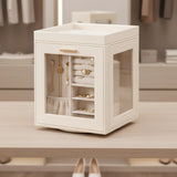 Rotating Organiser Box with Mirror Jewellery Storage for Dressing Table - Side View