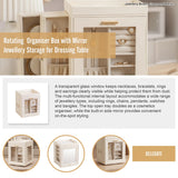 Rotating Organiser Box with Mirror Jewellery Storage for Dressing Table - Close-Up Angle