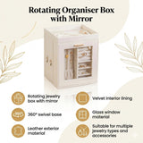 Rotating Organiser Box with Mirror Jewellery Storage for Dressing Table