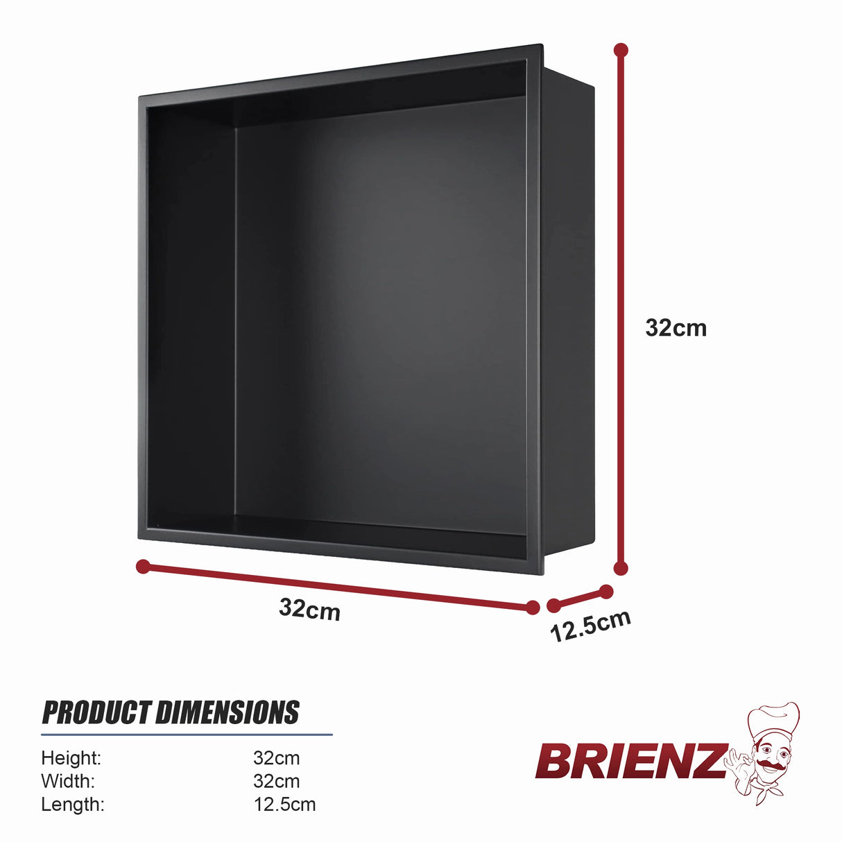Stainless Steel Shower Niche 32x32cm Double Shelf Insert Wall Recessed