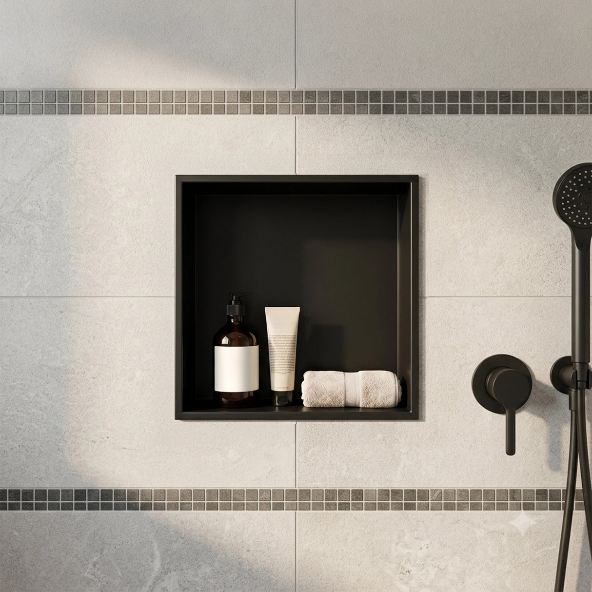 Stainless Steel Shower Niche 32x32cm Double Shelf Insert Wall Recessed