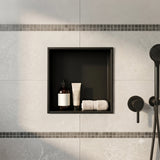 Stainless Steel Shower Niche 32x32cm Double Shelf Insert Wall Recessed - Close-Up Angle