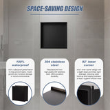Stainless Steel Shower Niche 32x32cm Double Shelf Insert Wall Recessed