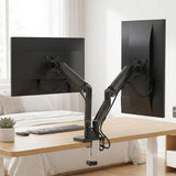 Dual Arm Monitor Desk Mount Bracket Spring Assisted 17&ndash;32 Inch Full Motion - Side View