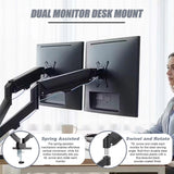 Dual Arm Monitor Desk Mount Bracket Spring Assisted 17&ndash;32 Inch Full Motion