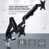 Dual Arm Monitor Desk Mount Bracket Spring Assisted 17&ndash;32 Inch Full Motion - Low Angle