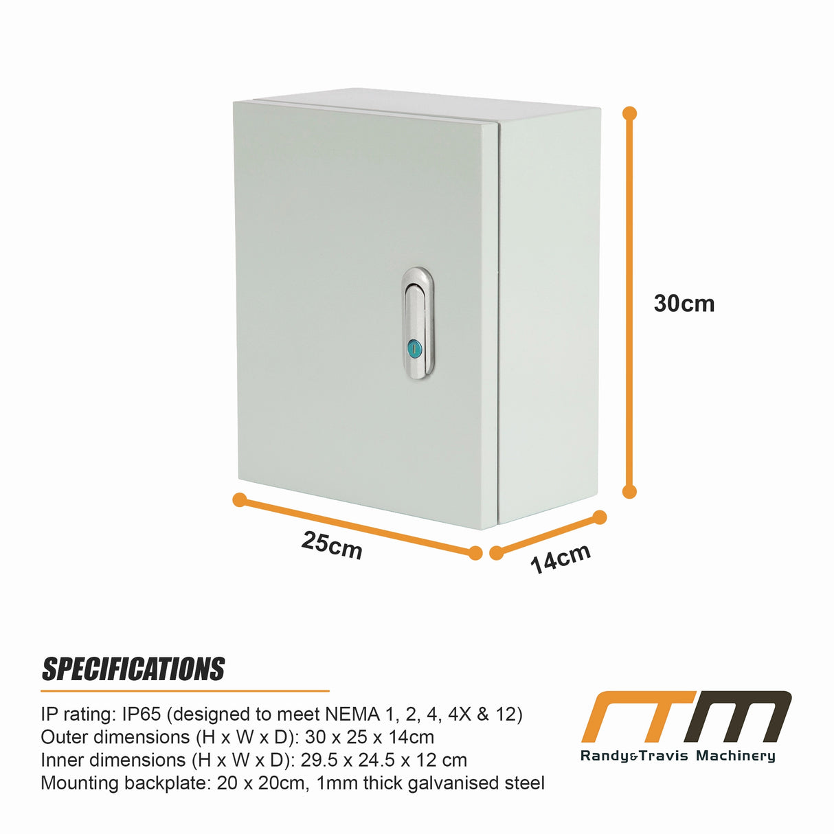 300x250x140mm Carbon Steel Electrical Enclosure Box IP65 Wall Mount
