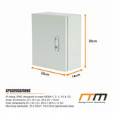 300x250x140mm Carbon Steel Electrical Enclosure Box IP65 Wall Mount - Extra Image