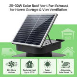 25-30W Solar Roof Vent Fan Exhaust Attic Ventilation for Home Garage Van