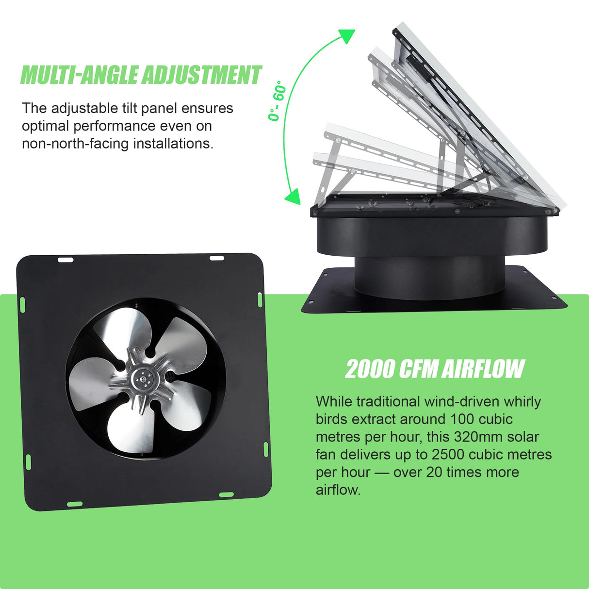 25-30W Solar Roof Vent Fan Exhaust Attic Ventilation for Home Garage Van