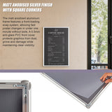 A2 2pc Aluminium Snap Poster Frame Wall Mount Sign Holder Silver - Rear View
