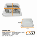 400x400mm Roof Vent Skylight for Caravan Motorhome - Extra Image