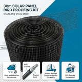 30m Solar Panel Bird Proofing Kit Stainless Steel Mesh - Side View