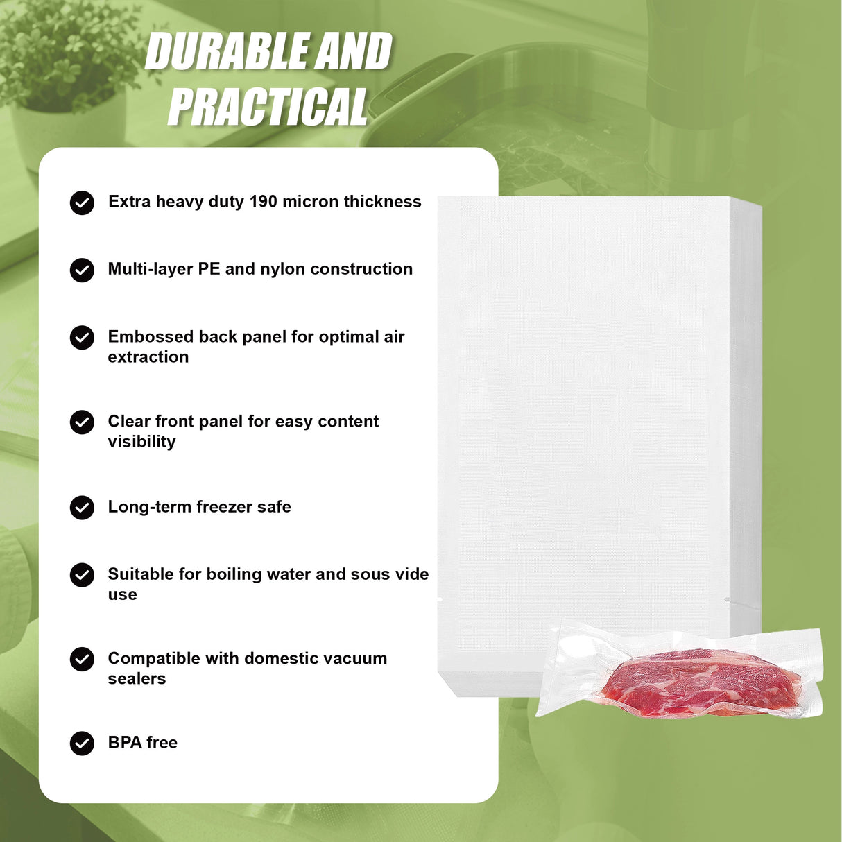 20cm x 30cm 100pcs Vacuum Sealer Bags Food Storage