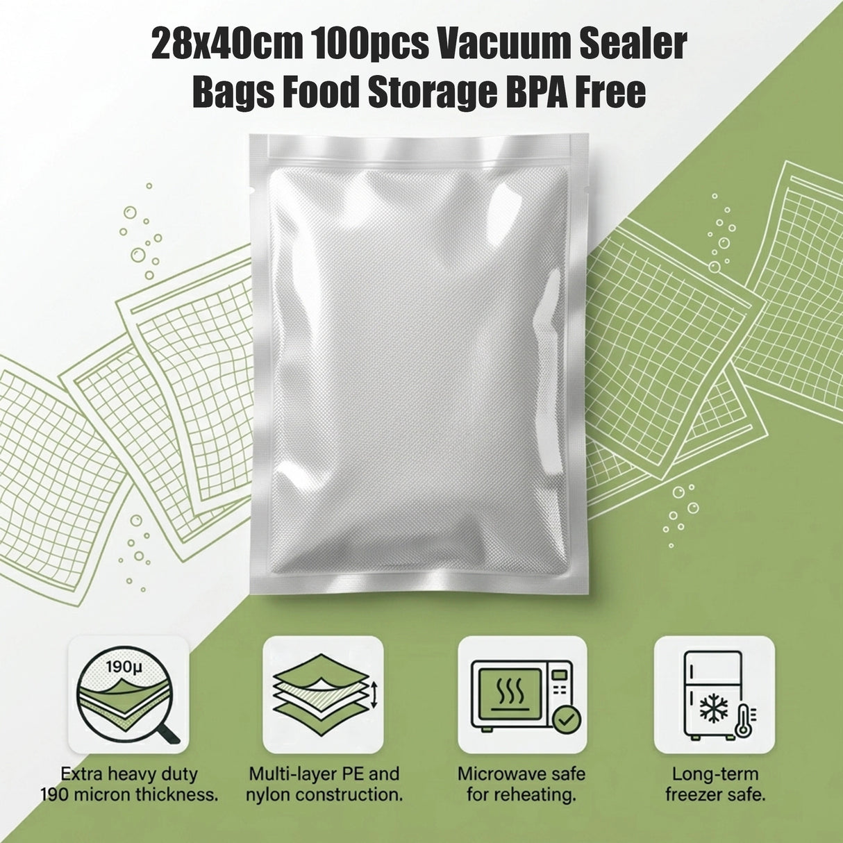 28cm x 40cm 100pcs Vacuum Sealer Bags Food Storage