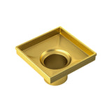 10x10cm Square Shower Drain with Removable Tile Insert Grate &ndash; Gold 304 Stainless Steel, CUPC Certified for Modern Bathrooms