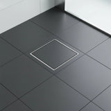 15x15cm Square Shower Drain with Removable Tile Insert Grate &ndash; Chrome 304 Stainless Steel, CUPC Certified for Modern Bathrooms