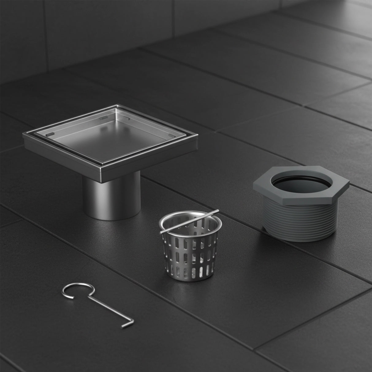 15x15cm Square Shower Drain with Removable Tile Insert Grate &ndash; Chrome 304 Stainless Steel, CUPC Certified for Modern Bathrooms
