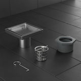 15x15cm Square Shower Drain with Removable Tile Insert Grate &ndash; Chrome 304 Stainless Steel, CUPC Certified for Modern Bathrooms