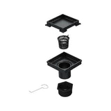 15x15cm Square Shower Drain with Removable Tile Insert Grate &ndash; Black 304 Stainless Steel, CUPC Certified for Modern Bathrooms