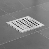10x10cm Square Shower Drain with Grid Pattern Grate &ndash; Chrome 304 Stainless Steel, CUPC Certified with Hair Strainer