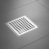 10x10cm Square Shower Drain with Grid Pattern Grate &ndash; Chrome 304 Stainless Steel, CUPC Certified with Hair Strainer