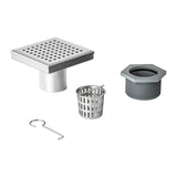 15x15cm Square Shower Drain with Grid Pattern Grate &ndash; Chrome 304 Stainless Steel, CUPC Certified with Hair Strainer