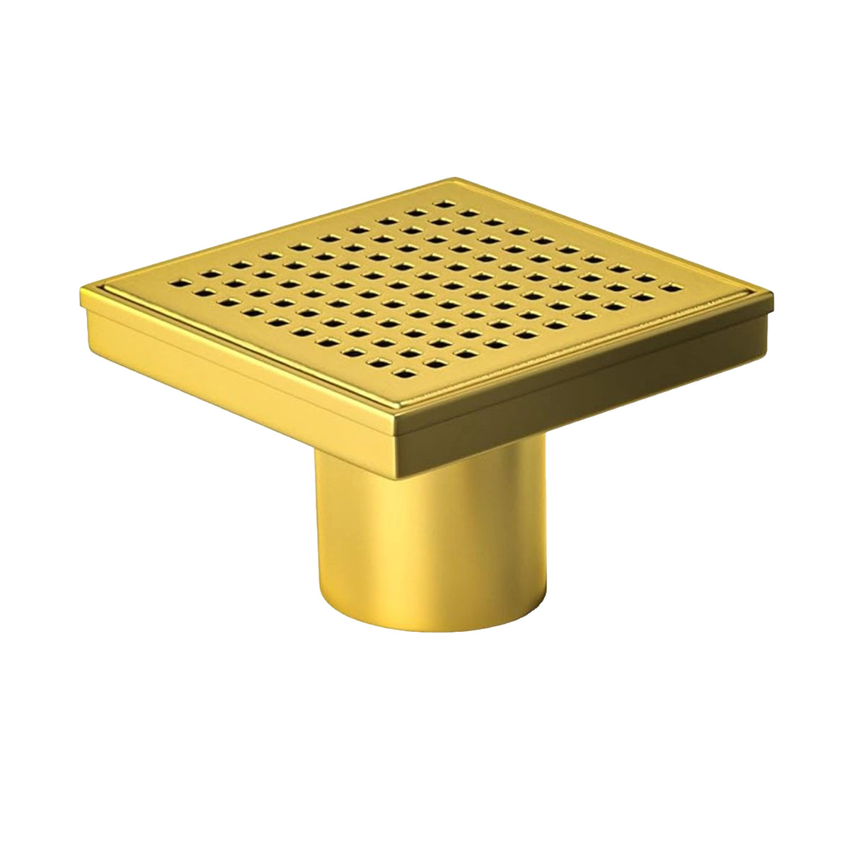 15x15cm Square Shower Drain with Grid Pattern Grate &ndash; Gold 304 Stainless Steel, CUPC Certified with Hair Strainer