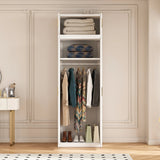 80cm 2-Door White Steel Hanging Wardrobe, Above Storage - Gold Handle - Top-Down View