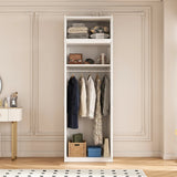 80cm 2-Door White Steel Hanging Wardrobe, Above Storage - White Handle - Top-Down View