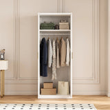80cm 2-Door White Steel Hanging Wardrobe, No Above Storage - Gold Handle