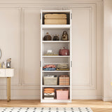 80cm 2-Door White Steel Shelf Wardrobe, Above Storage - Black Handle