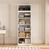 80cm 2-Door White Steel Shelf Wardrobe, Above Storage - Gold Handle